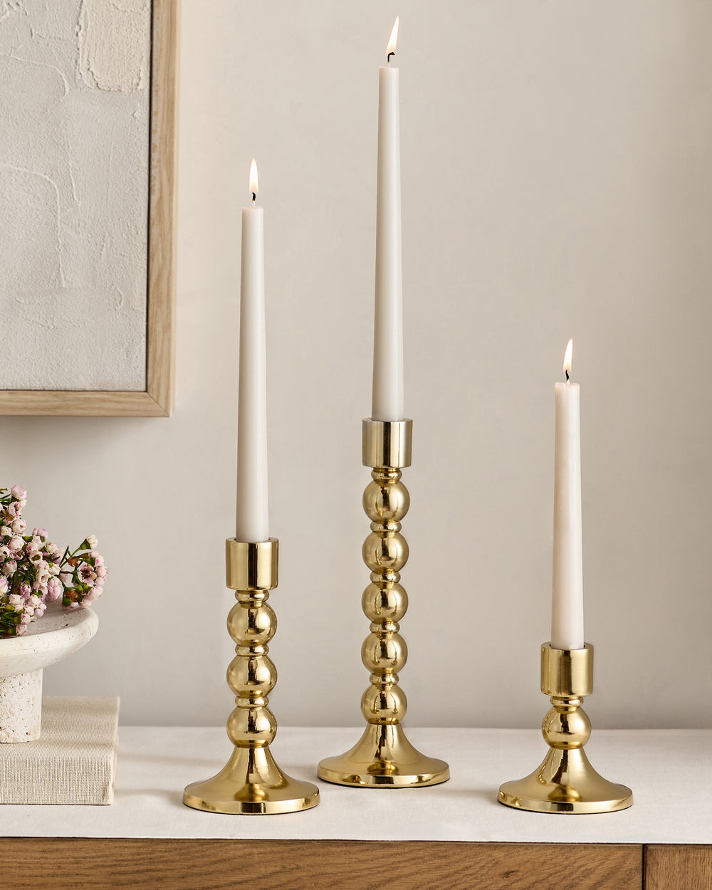 Brass Candlestick Holders (Set of 3)