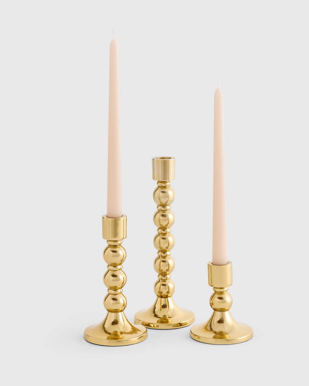 Brass Candlestick Holders (Set of 3)