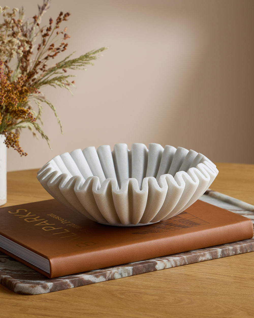 Handcrafted Fluted Marble Decorative Bowl