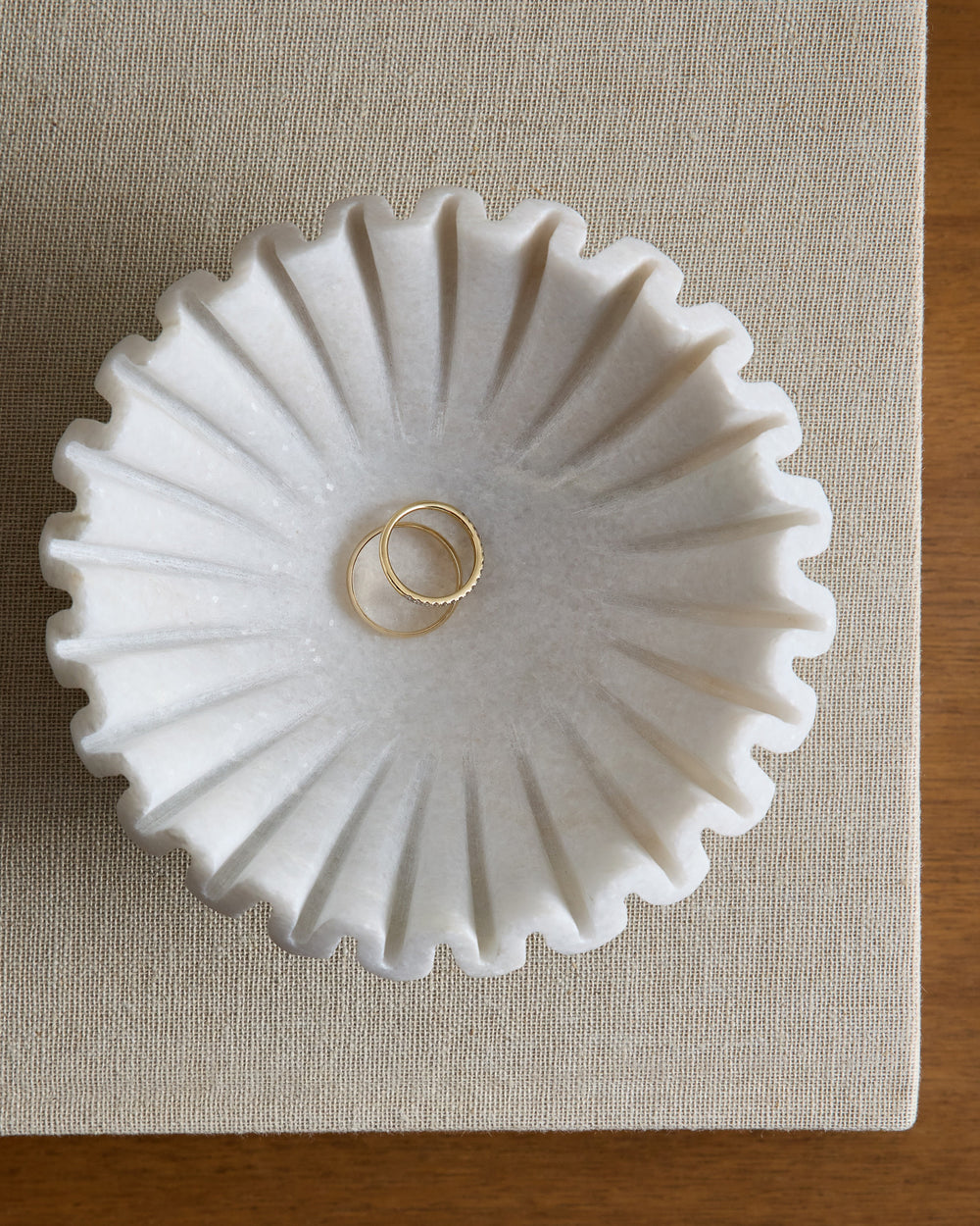 Handcrafted Fluted Marble Decorative Bowl