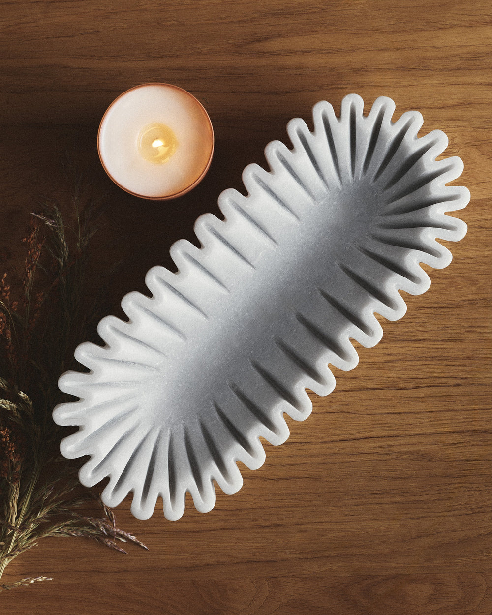 Handcrafted Fluted Marble Decorative Bowl