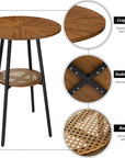 Bar Height Table with Rattan Shelf