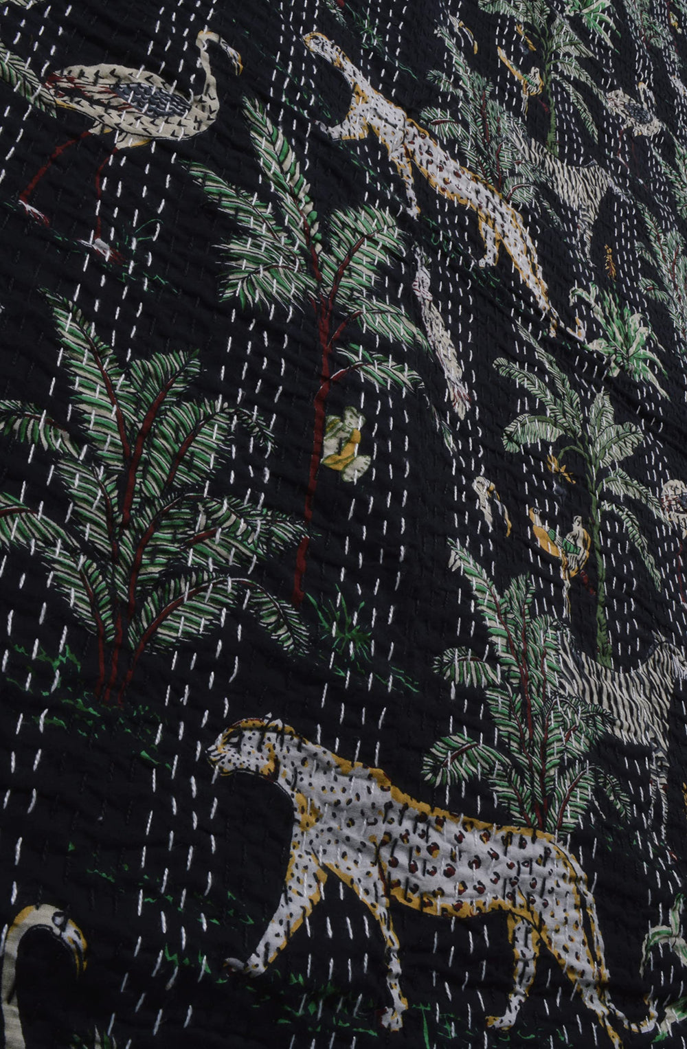 Indian Floral Print Kantha Bedspread - From Where - 