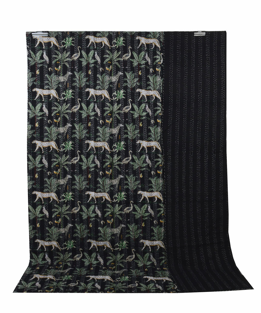 Indian Floral Print Kantha Bedspread - From Where - 