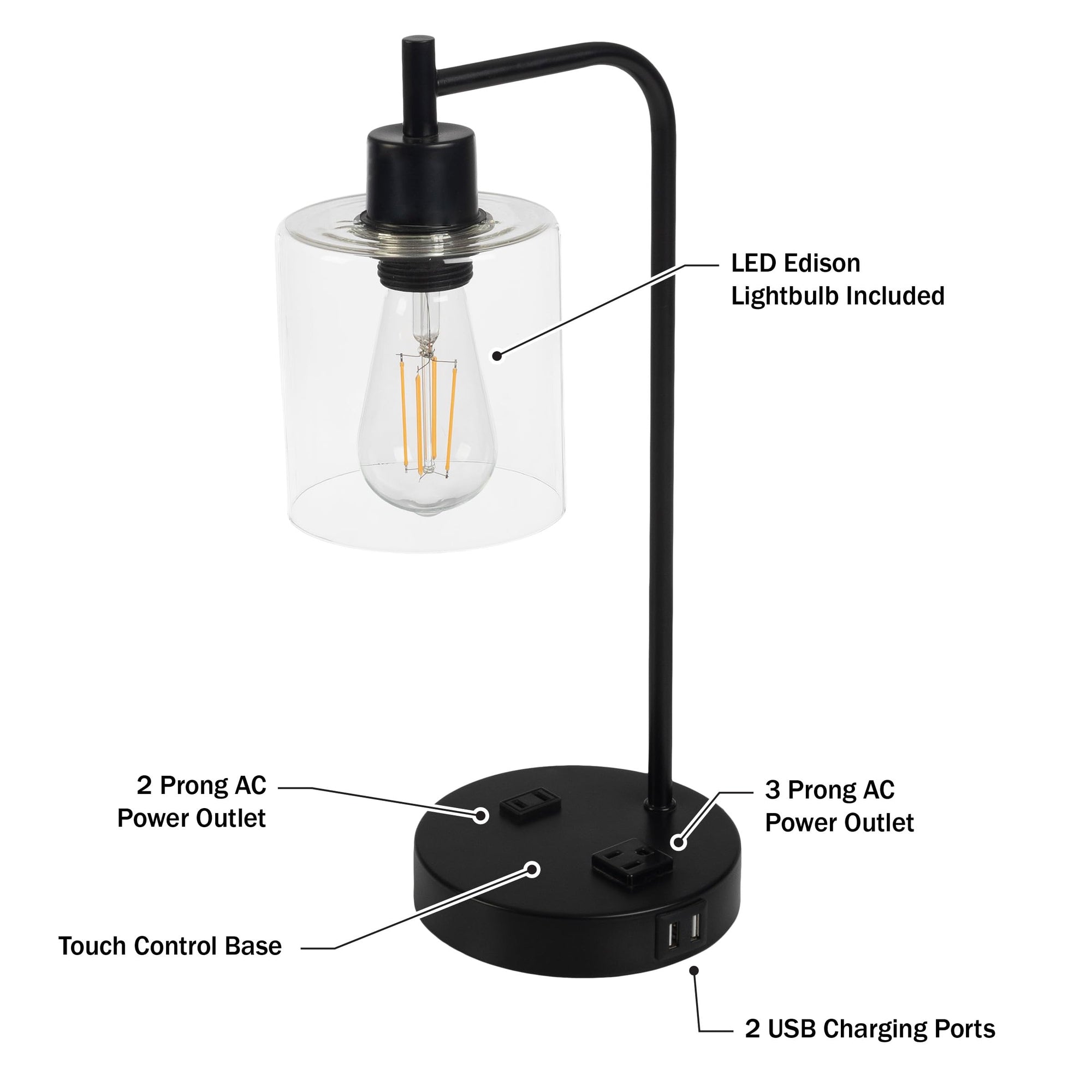 Industrial Lamp with USB Charge Ports - From Where - 