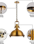Industrial Nautical Style Single Pendant Light with Frosted Diffuser Chandelier - From Where - 