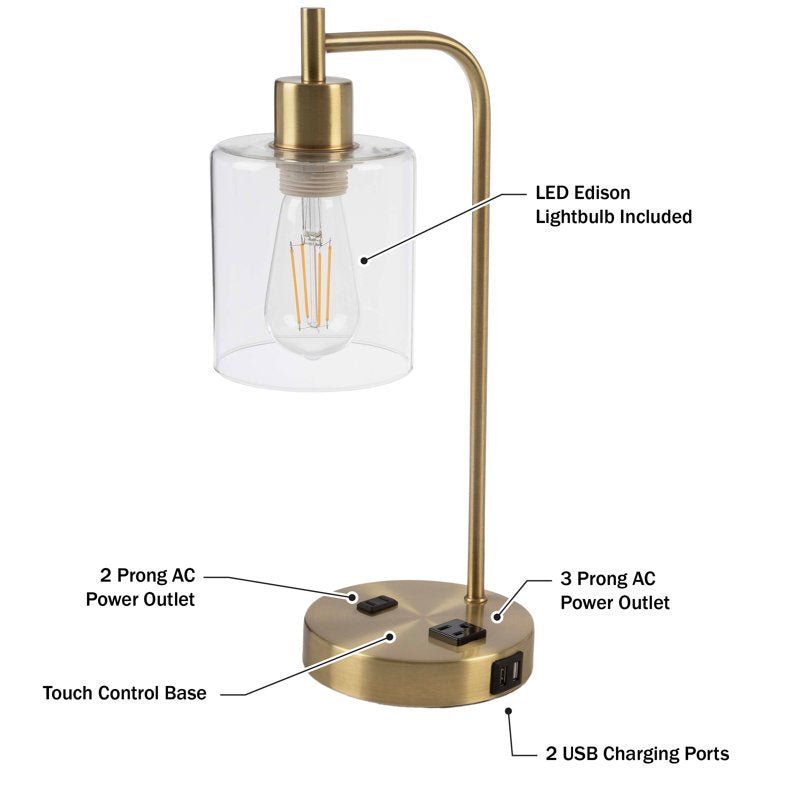 Industrial Table Lamp with USB Charge Ports - From Where - 