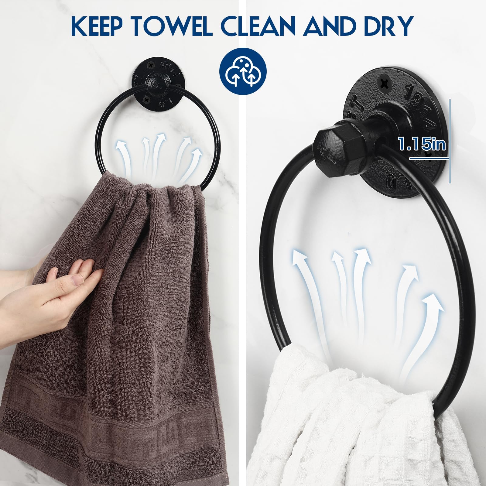 Industrial Towel Ring Rustic Pipe Hand Towel Holder Wall Mounted - From Where - 