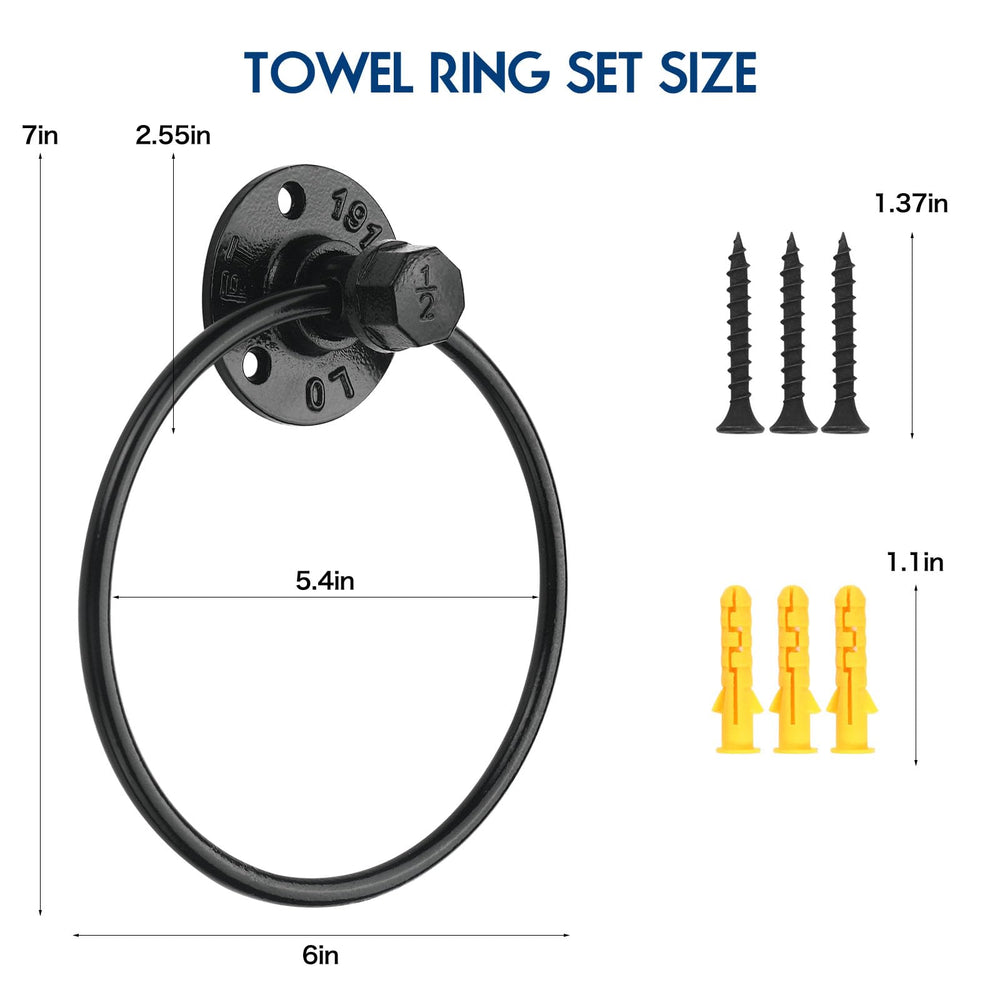 Industrial Towel Ring Rustic Pipe Hand Towel Holder Wall Mounted - From Where - 