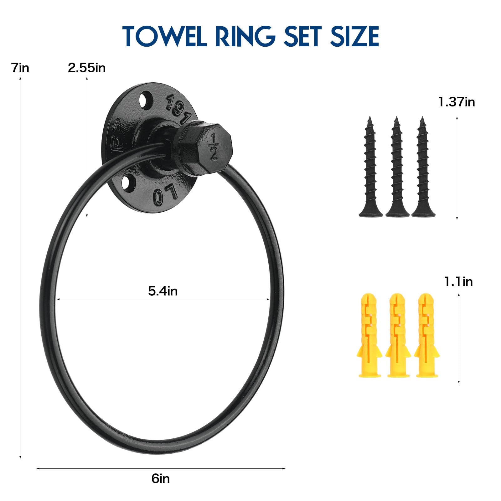 Industrial Towel Ring Rustic Pipe Hand Towel Holder Wall Mounted - From Where - 