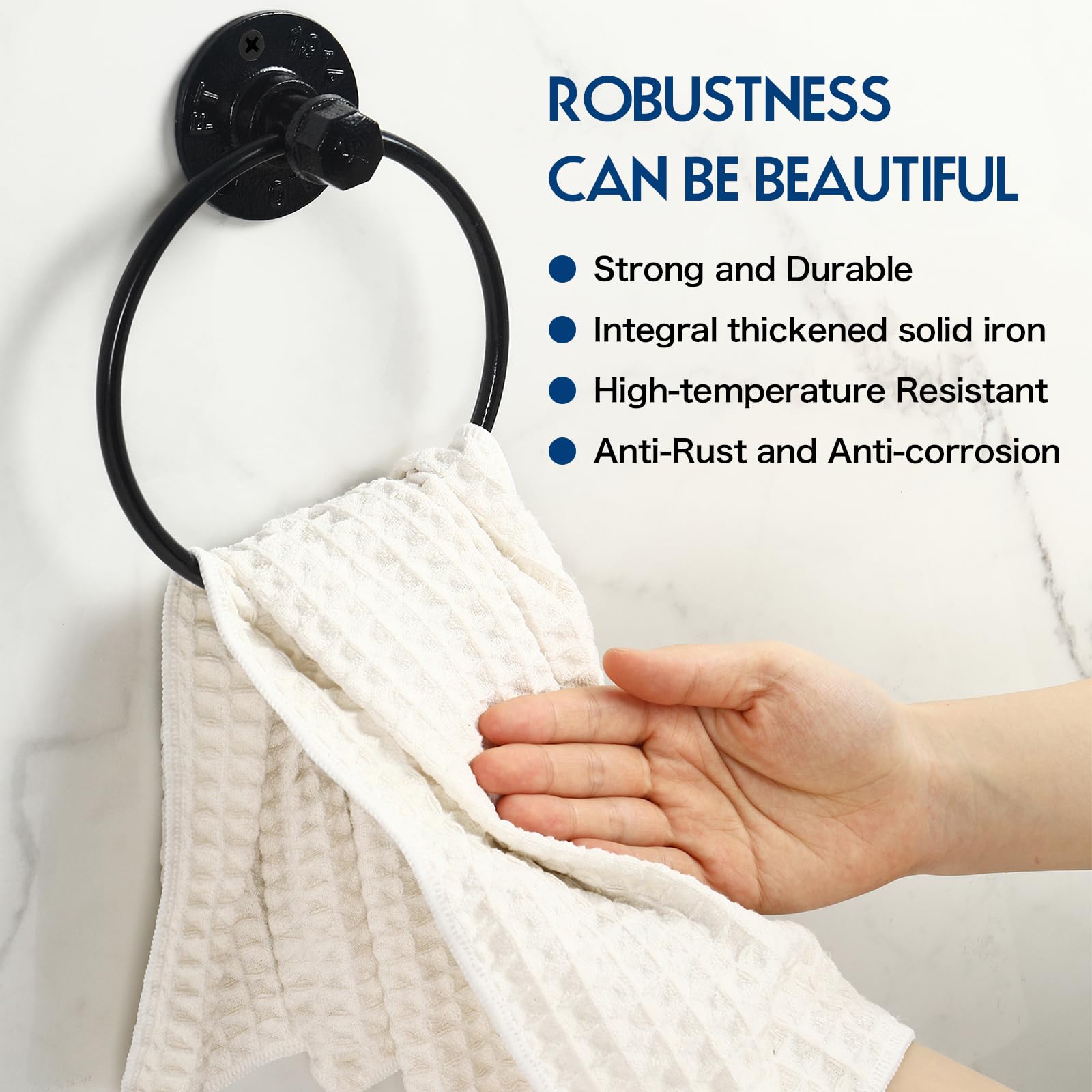 Industrial Towel Ring Rustic Pipe Hand Towel Holder Wall Mounted - From Where - 