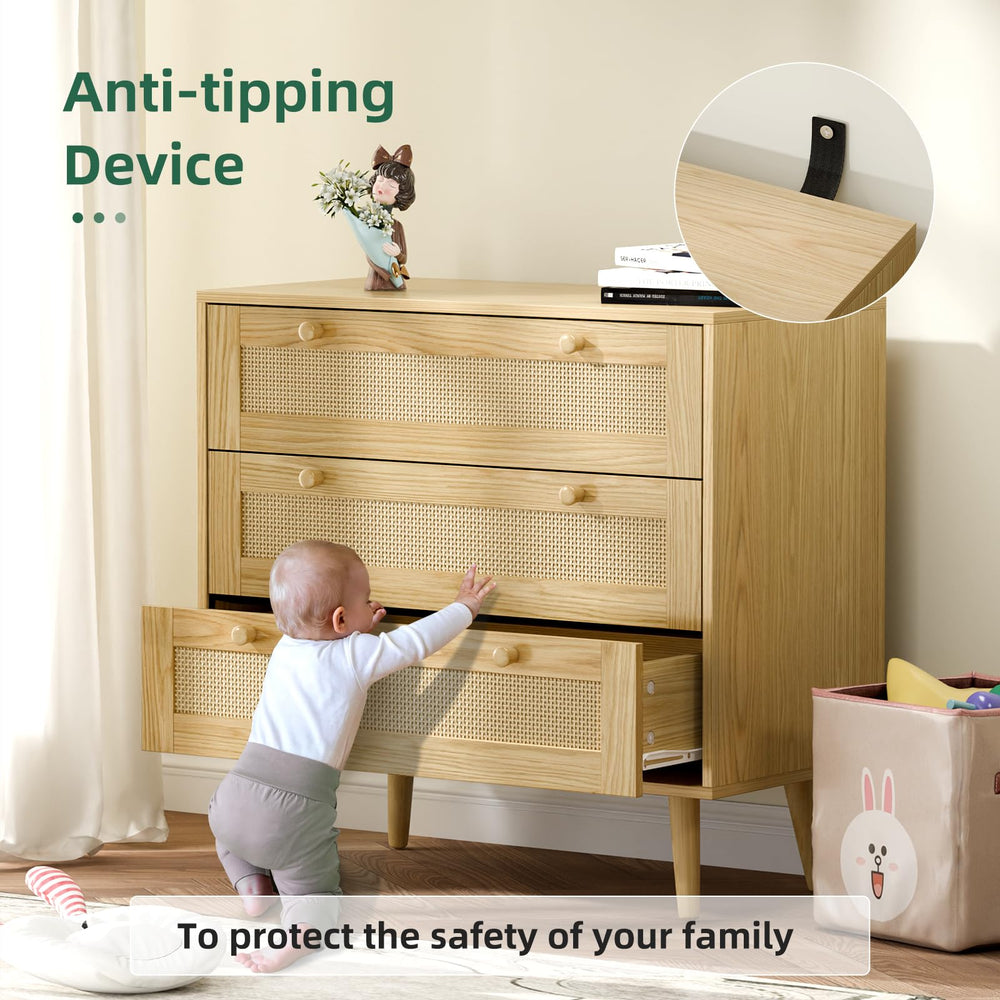 Infurnic 3 Drawer Rattan Dresser - From Where - 