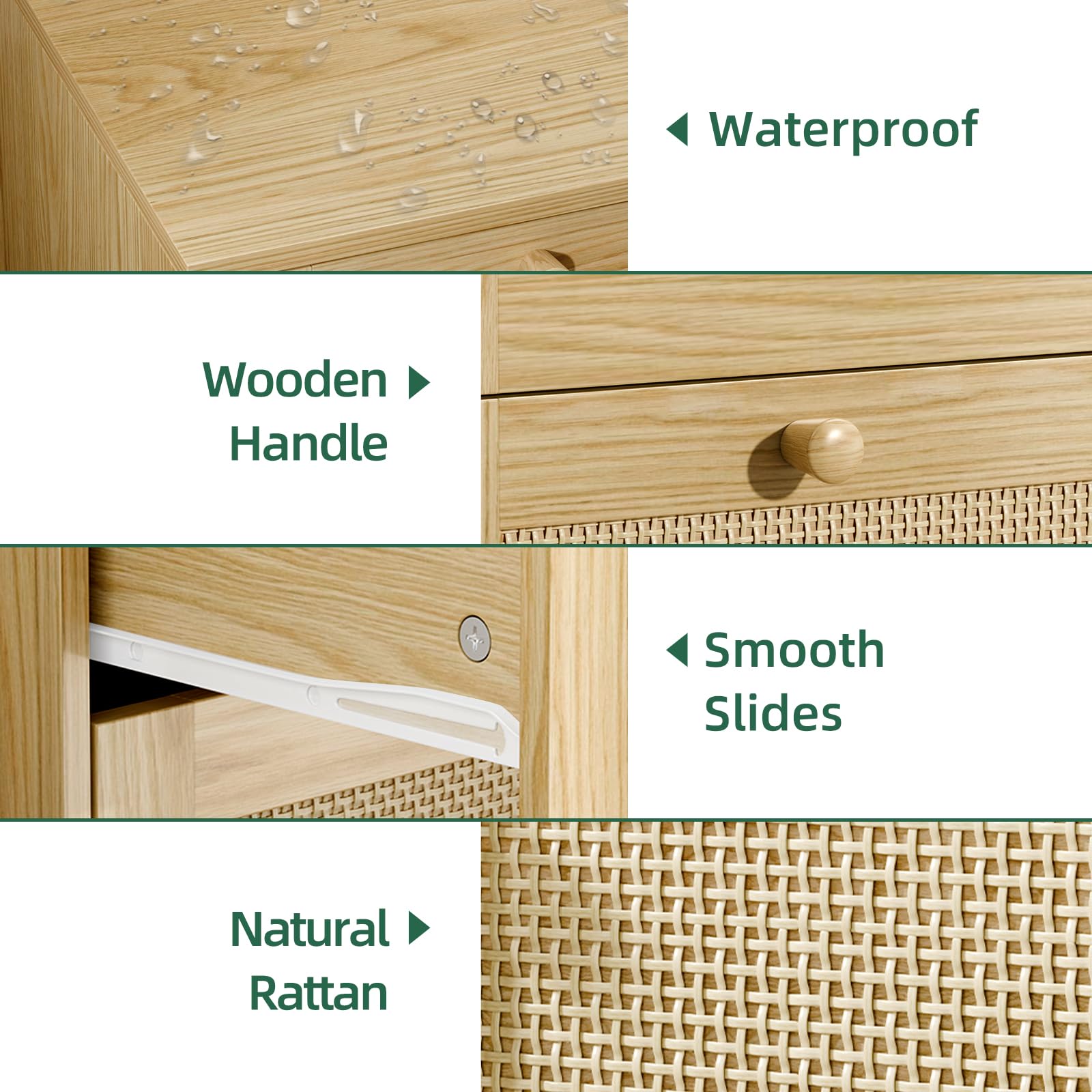 Infurnic 3 Drawer Rattan Dresser - From Where - 
