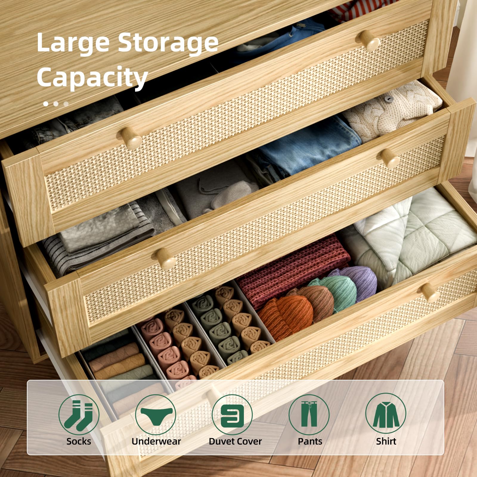 Infurnic 3 Drawer Rattan Dresser - From Where - 