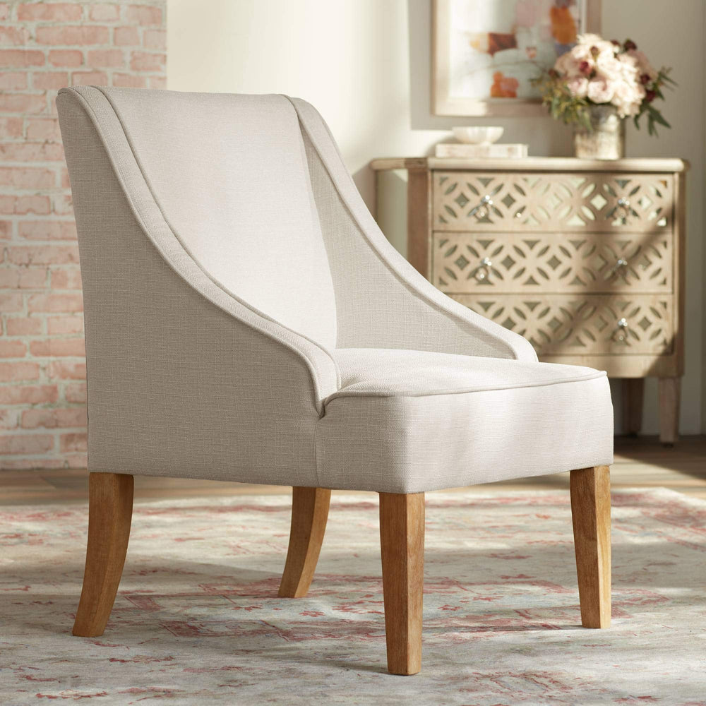 Ivory Fabric Swoop Arm Chair - From Where Finds - 