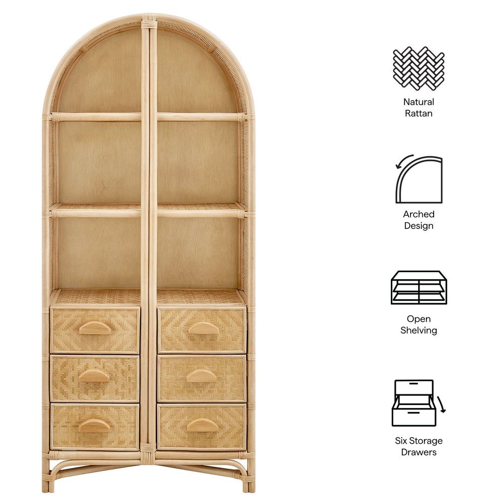 Jane 71" Arched Rattan Bookshelf - From Where Finds - 