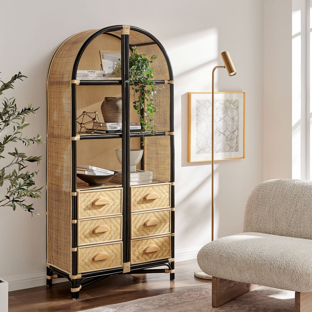 Jane 71" Arched Rattan Bookshelf - From Where Finds - 