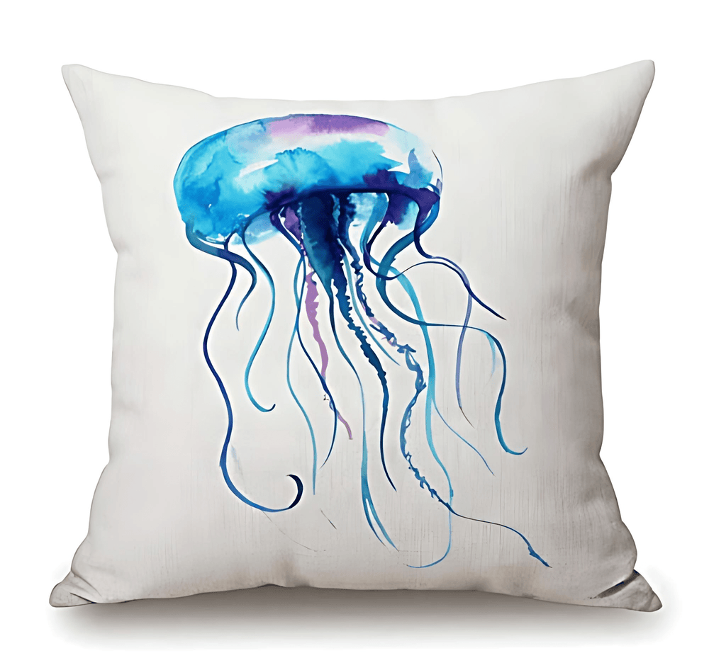 Jellyfish Watercolor Throw Pillow Cover - From Where - 