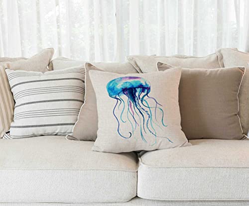 Jellyfish Watercolor Throw Pillow Cover - From Where - 