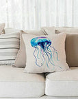 Jellyfish Watercolor Throw Pillow Cover - From Where - 