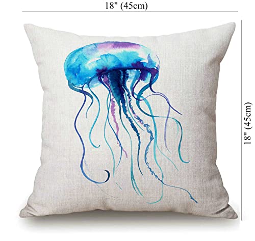 Jellyfish Watercolor Throw Pillow Cover - From Where - 