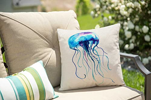 Jellyfish Watercolor Throw Pillow Cover - From Where - 
