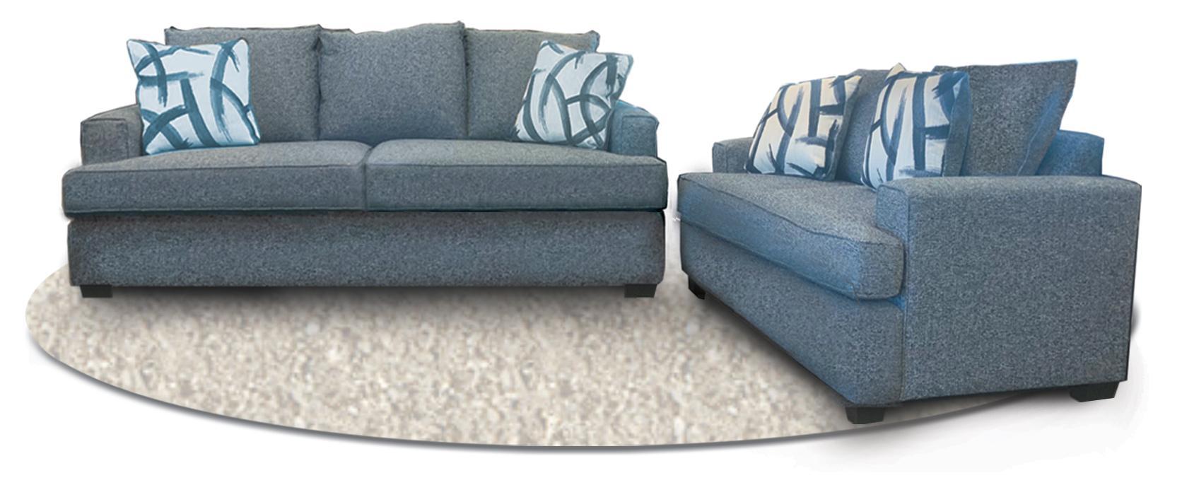 Julie Sofa and Love Seat - Blue - From Where - 