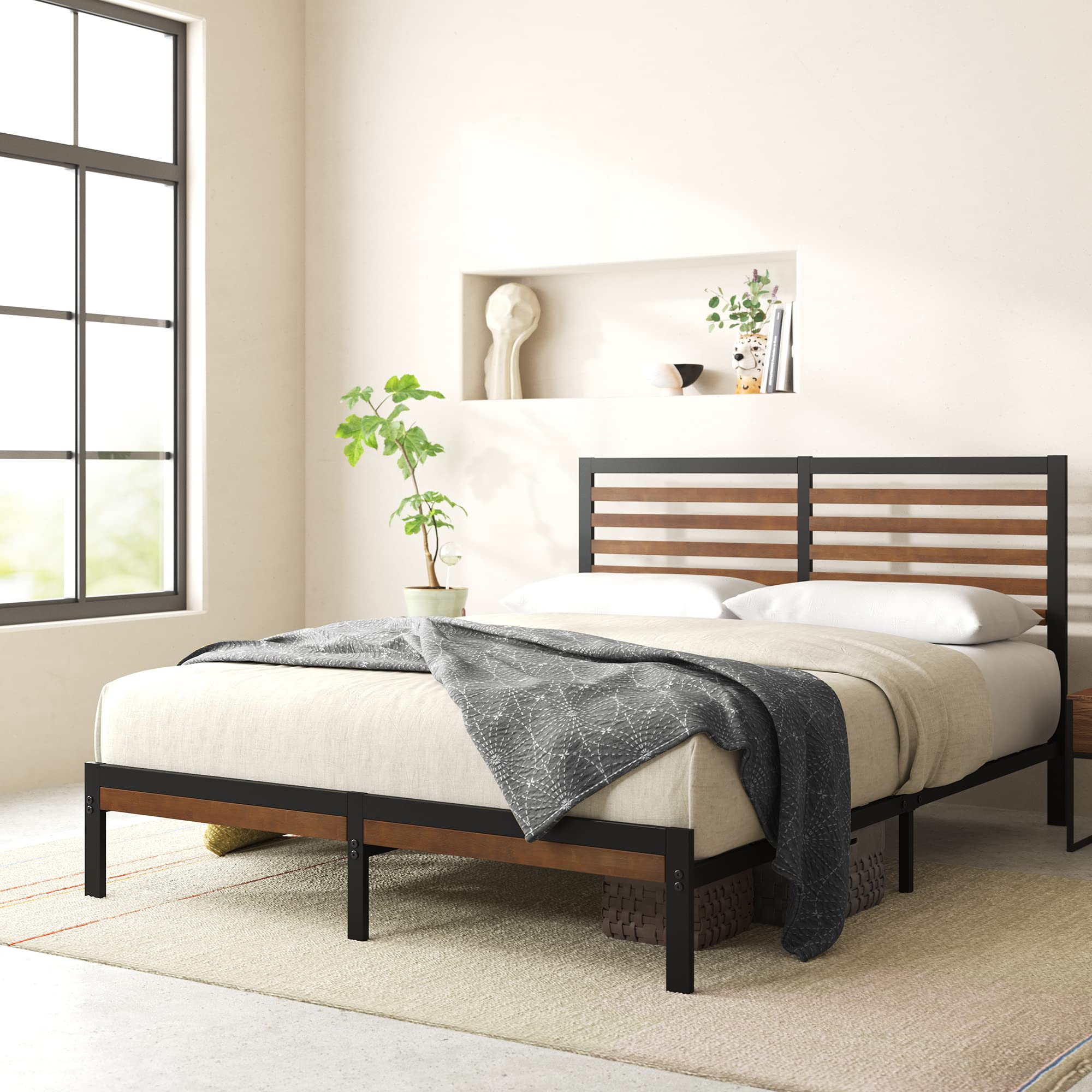 Kai Bamboo and Metal Platform Bed Frame - From Where Finds - 