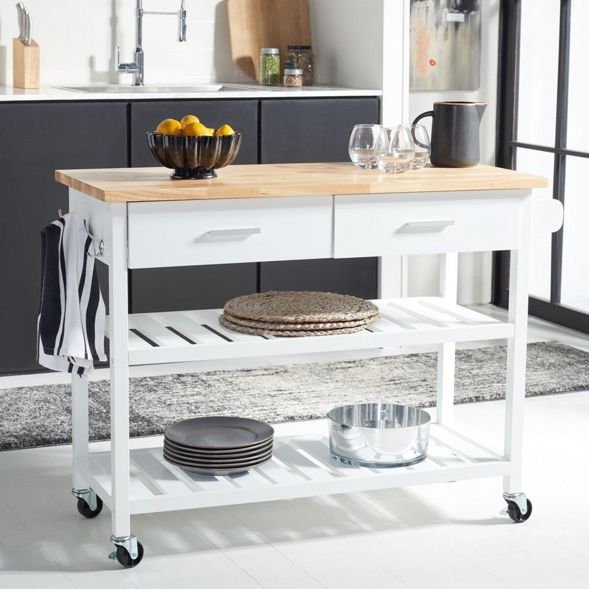 Kiko 2 Drawer 2 Shelf Kitchen Cart- KCH8704A