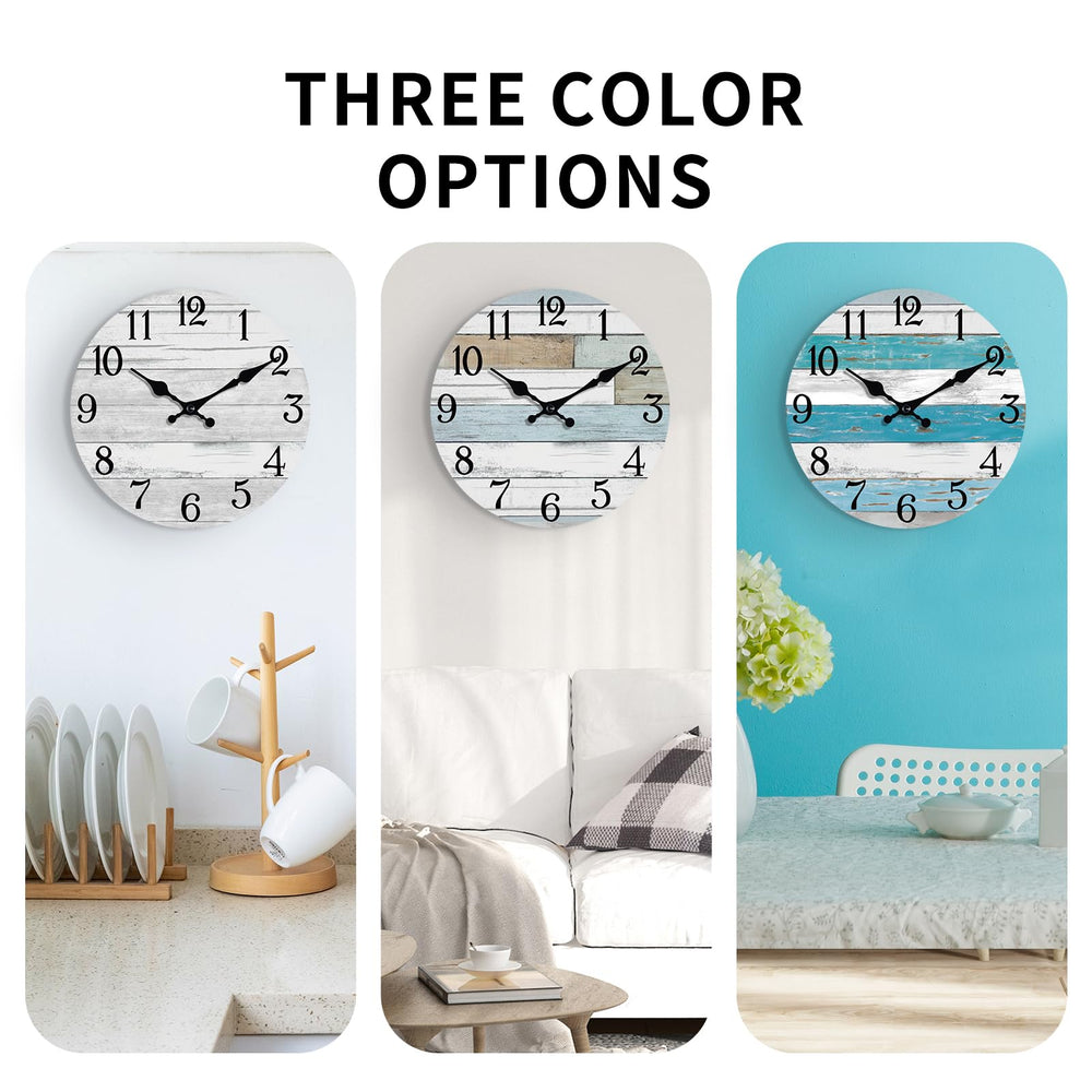 KECYET Wall Clock Battery Operated 10 Inch Gray Silent Non Ticking Country Rustic Design Vintage Retro Decorative for Bathroom Kitchen Living Room Bedroom - From Where - 