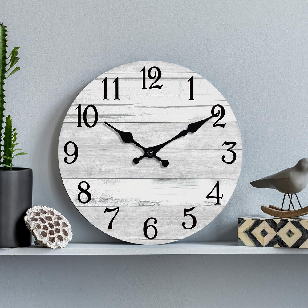 KECYET Wall Clock Battery Operated 10 Inch Gray Silent Non Ticking Country Rustic Design Vintage Retro Decorative for Bathroom Kitchen Living Room Bedroom - From Where - 