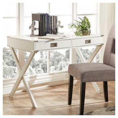 Kenton Wood Writing Desk with Drawers White - From Where - 