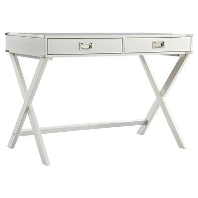 Kenton Wood Writing Desk with Drawers White - From Where - 