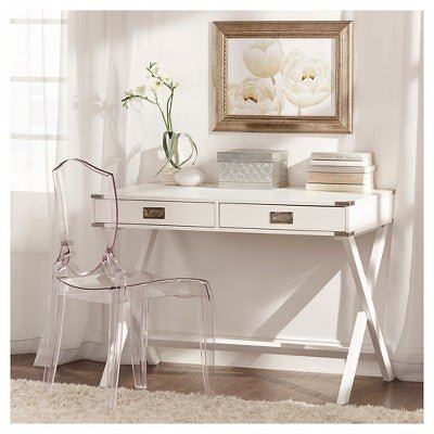 Kenton Wood Writing Desk with Drawers White - From Where - 