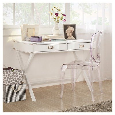 Kenton Wood Writing Desk with Drawers White - From Where - 