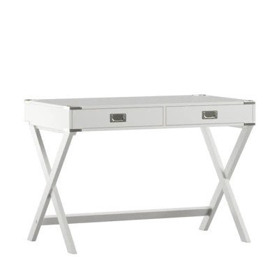 Kenton Wood Writing Desk with Drawers White - From Where - 
