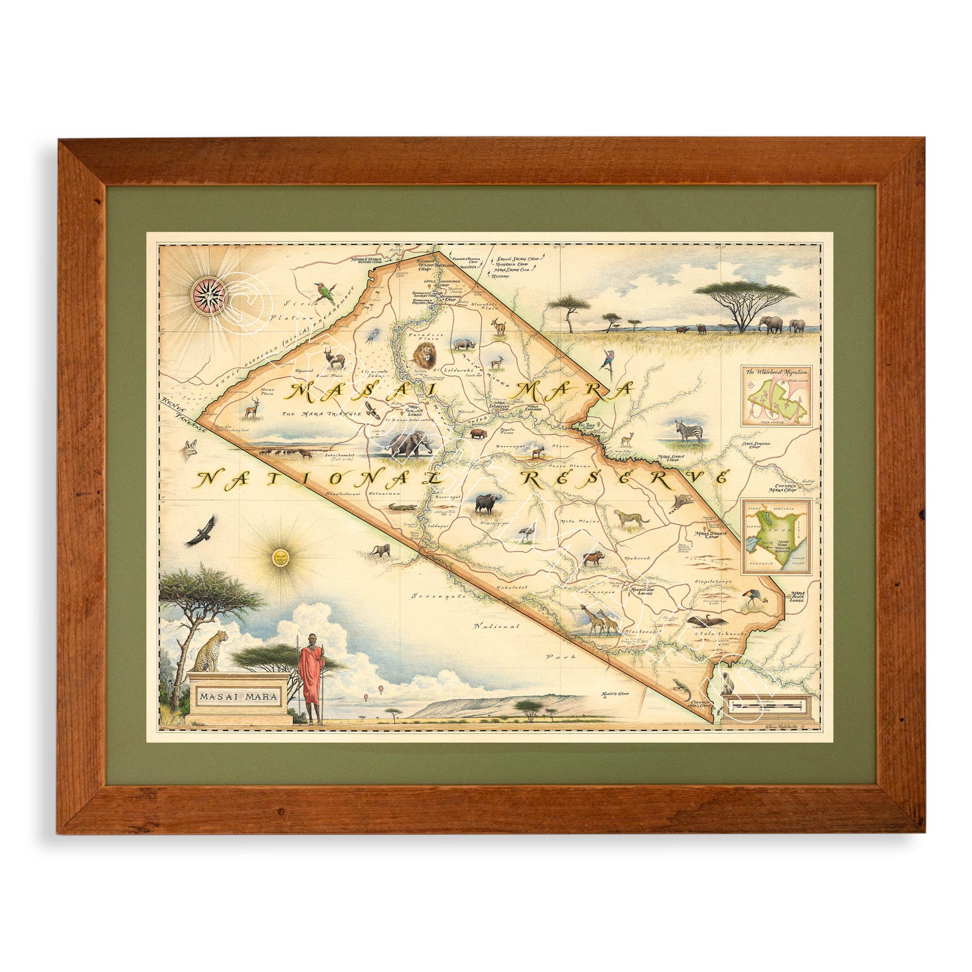 Kenya's Masai Mara National Reserve Hand - Drawn Map - From Where Finds - Map
