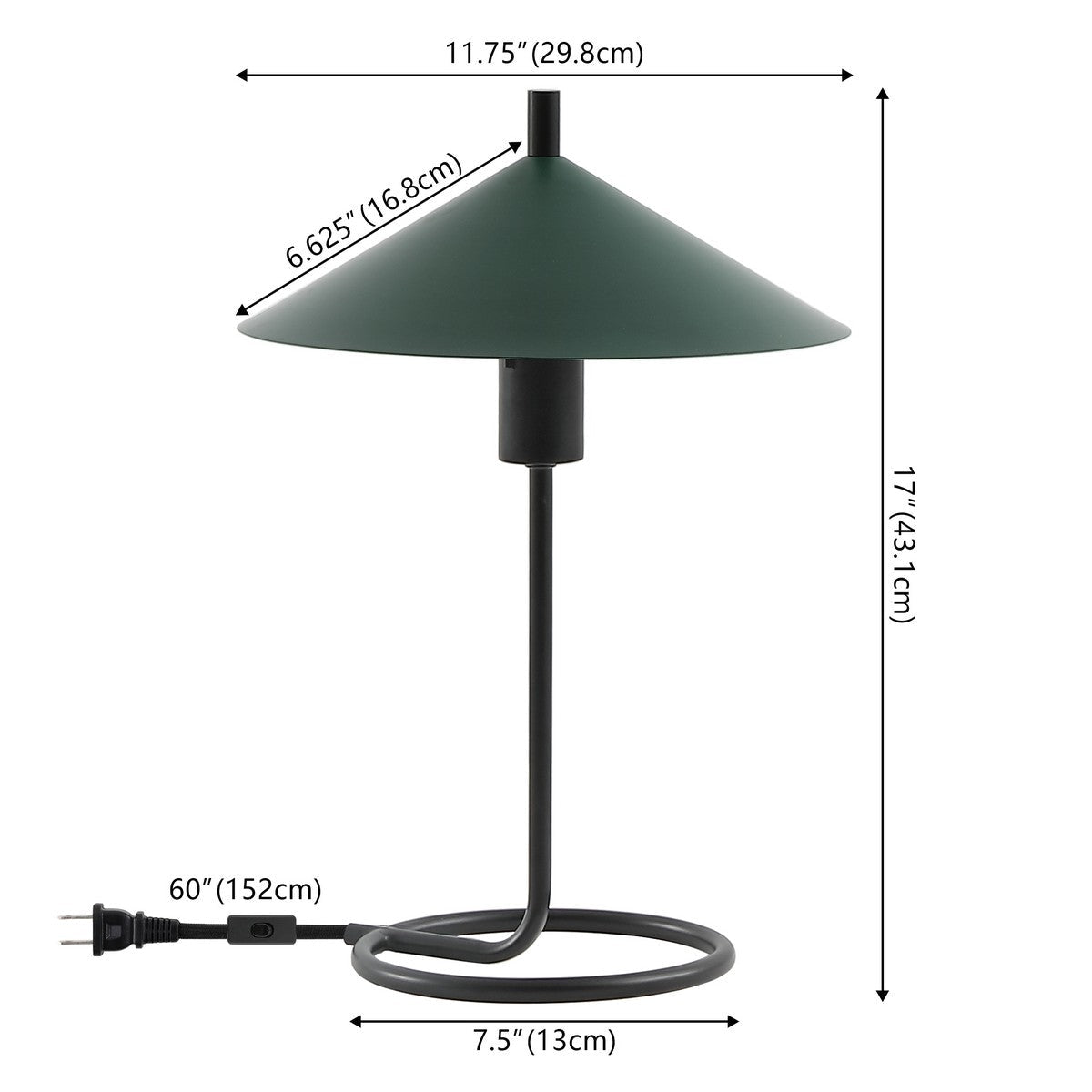 Khlo 17" Green/Black Metal Table Lamp - From Where Finds - 