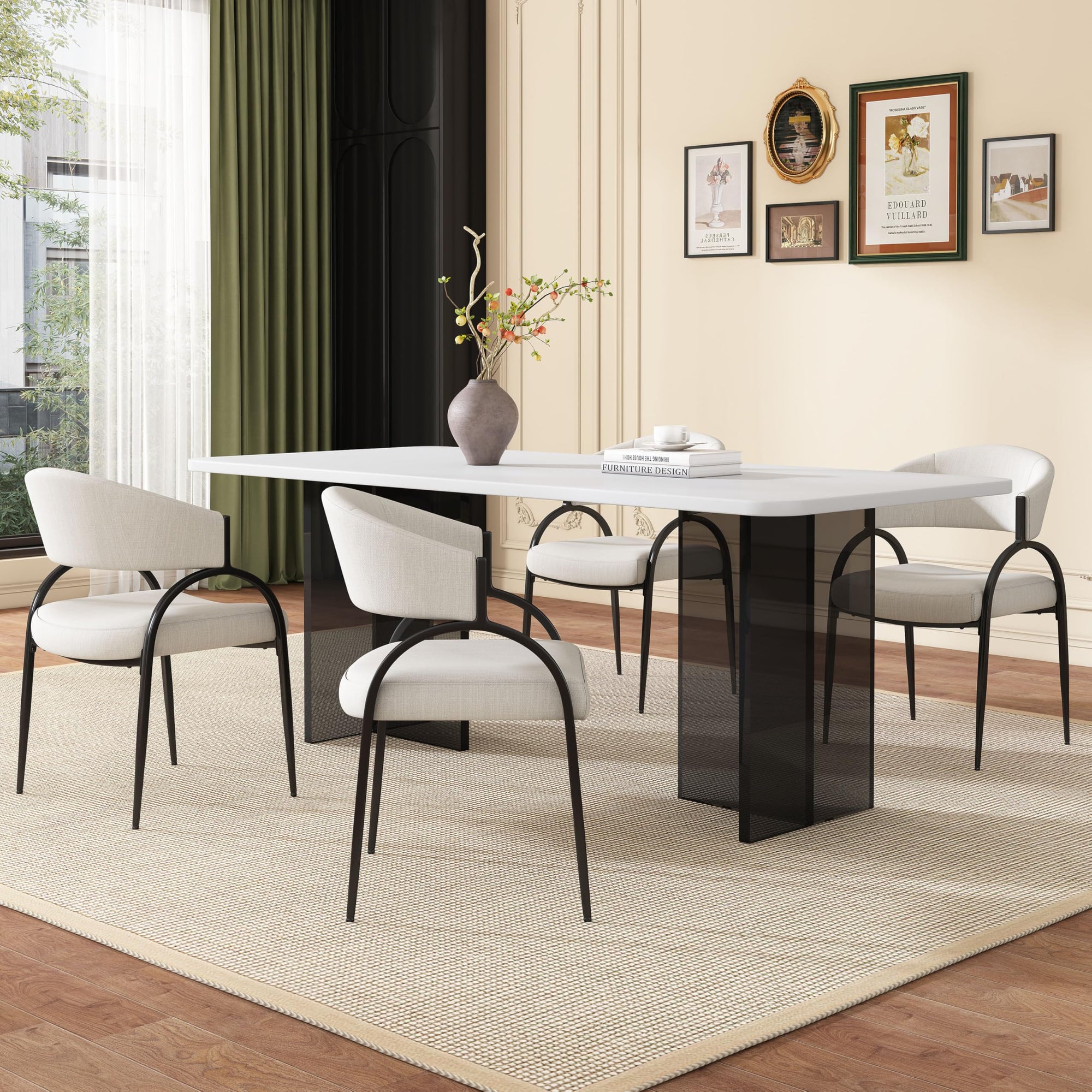 Kitchen Side Chair with Curved Backrest Set of 2 - From Where - 