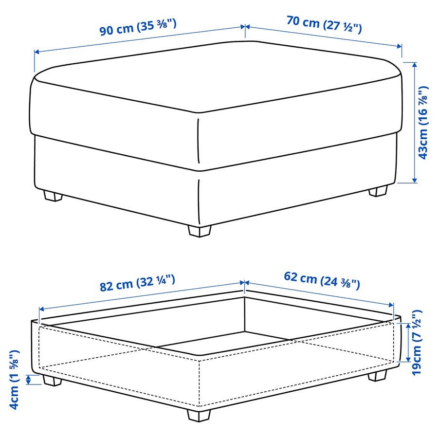 KIVIK Ottoman with storage, Tullinge white/black - From Where - 