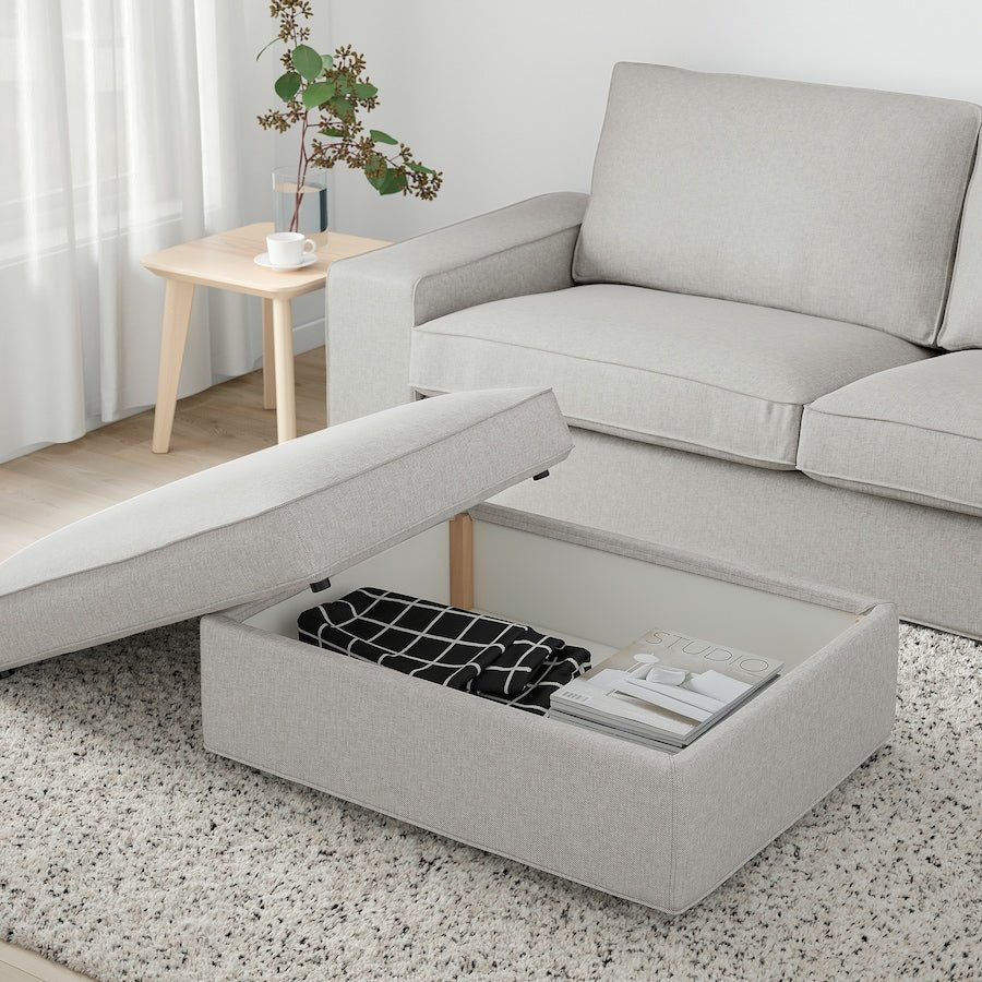 KIVIK Ottoman with storage, Tullinge white/black - From Where - 