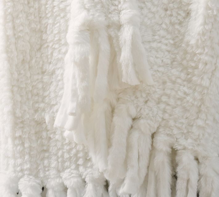Knitted Faux Fur Throw - From Where - 