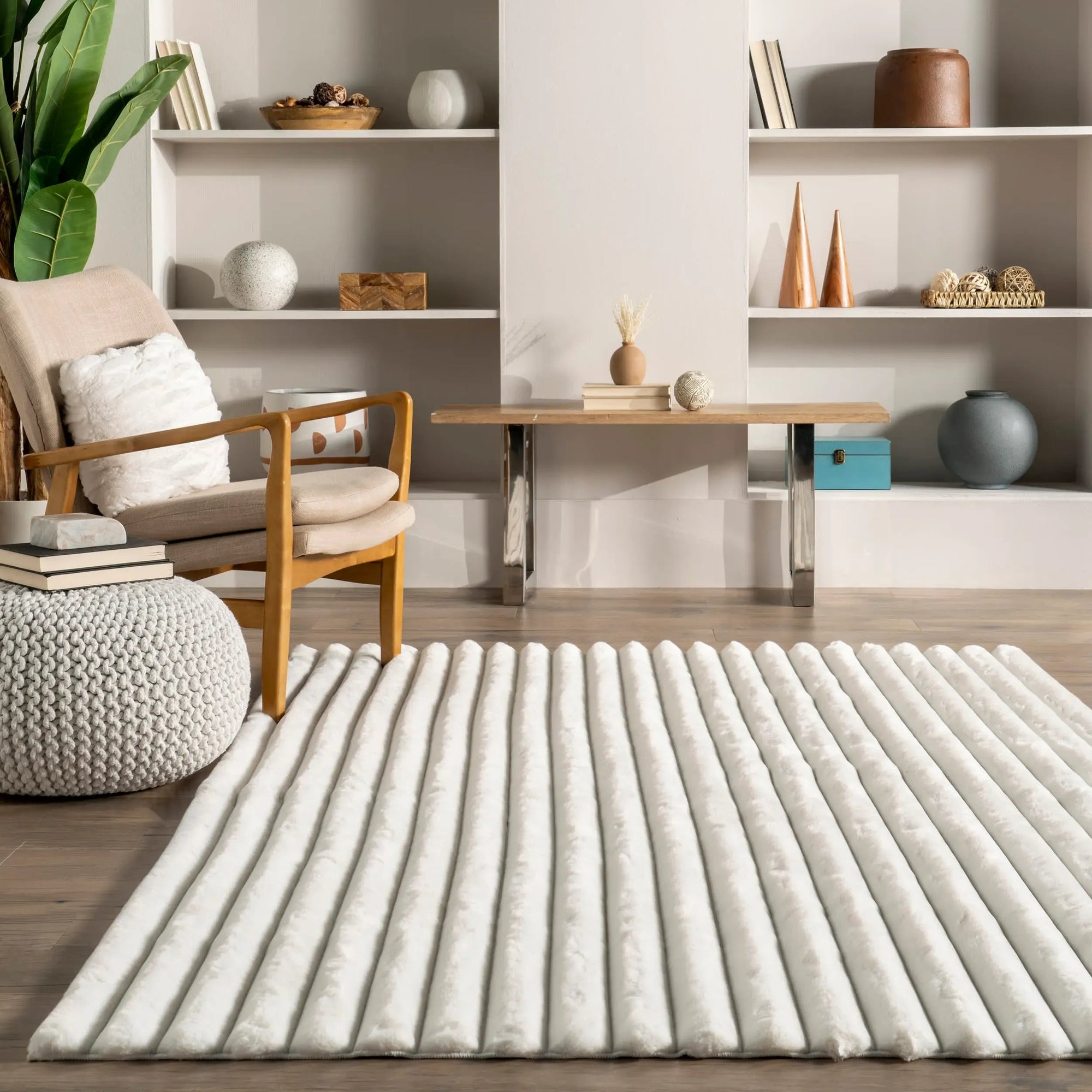 Kris Striped Plush Cloud Washable Rug - From Where Finds - 