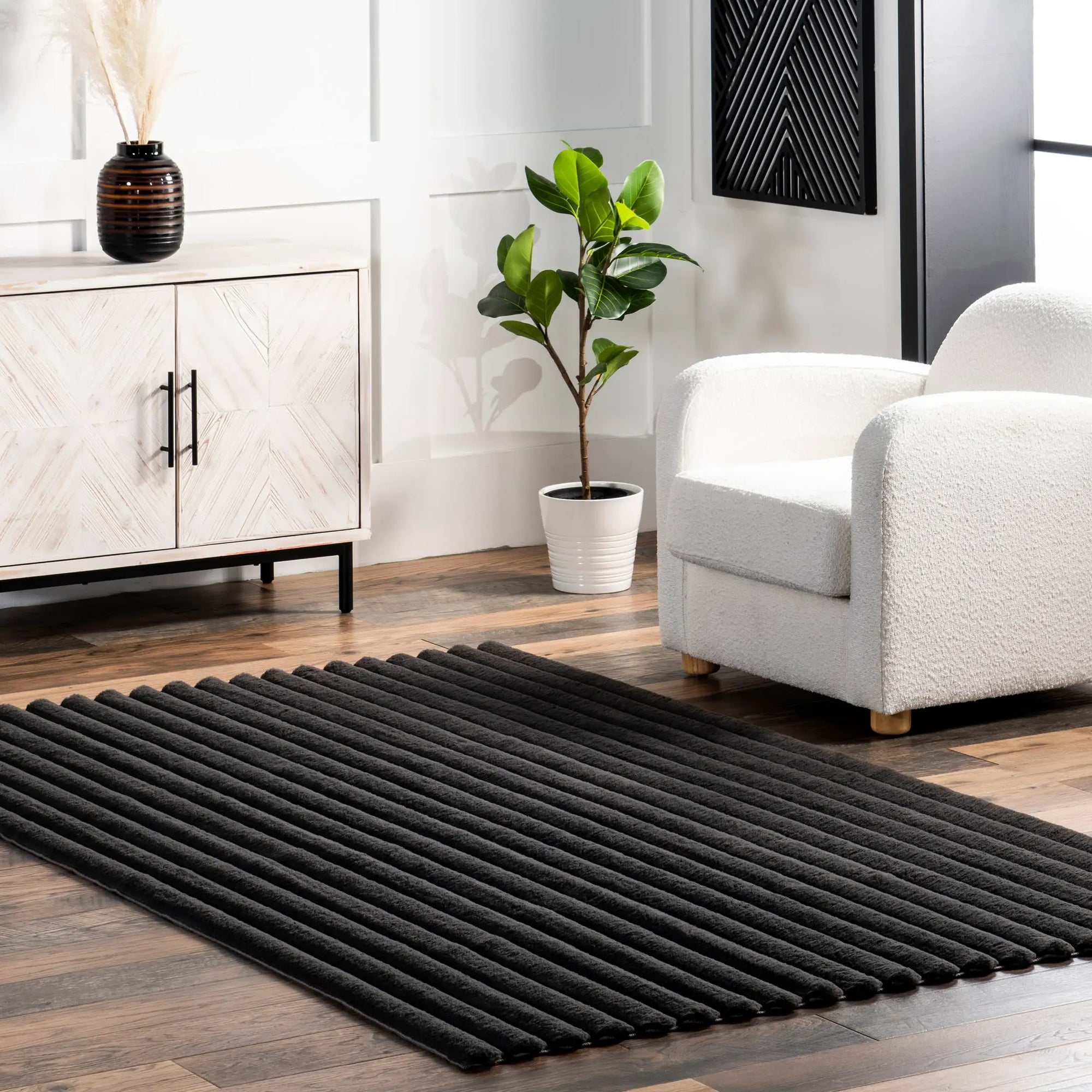 Kris Striped Plush Cloud Washable Rug - From Where Finds - 