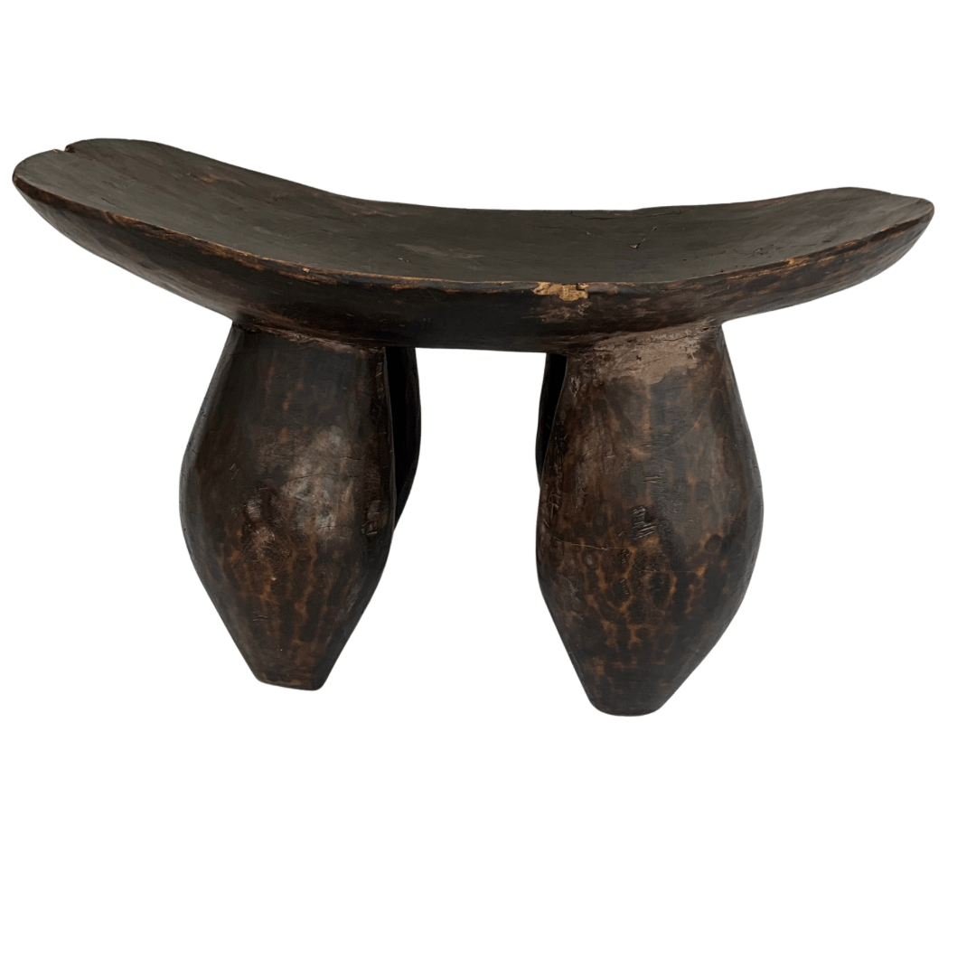 Large Carved Wood Stool - From Where - 