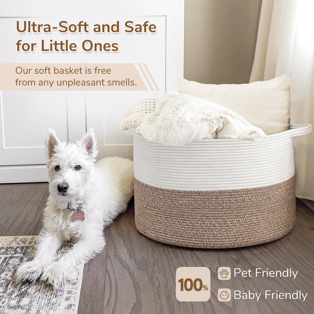 Large Cotton Rope Basket 21.7" x 21.7" x 13.8" - From Where - 