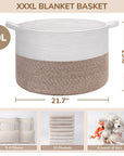 Large Cotton Rope Basket 21.7" x 21.7" x 13.8" - From Where - 