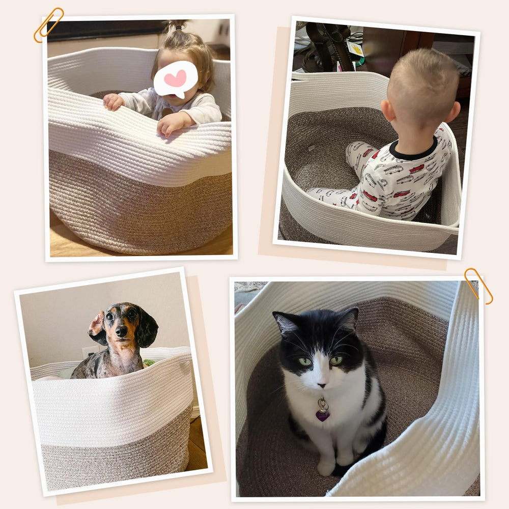 Large Cotton Rope Basket 21.7" x 21.7" x 13.8" - From Where - 