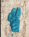 Large Lake Tahoe Hillshade 3D Wood Map - From Where - 