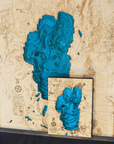 Large Lake Tahoe Hillshade 3D Wood Map - From Where - 